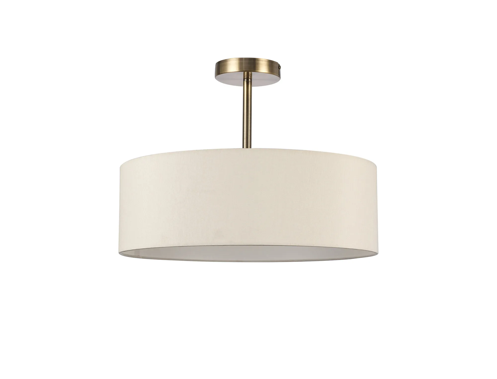 Baymont 45cm Semi Flush 3 Light Antique Brass, Ivory Pearl/White DK0698  Deco Baymont AB IV